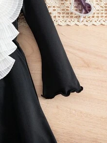 Babygirl Elegant & Cute Casual Black Long Sleeve Knit Dress, Mommy And Me Matching Outfits (2 Pieces Sold Separately) Fall Winter