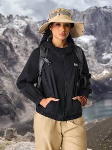 Flexra Chaquetas y abrigos de mujer de mezclilla para exteriores, para senderismo, protección solar, ligeros y de secado rápido - Negro - Ver 6