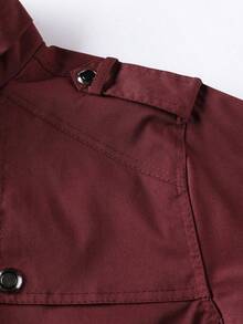 Manfinity Homme Men's Casual Multi-Pocket Zipper Long Sleeve Jacket, Cargo Style Style, Fall - Red - View 5