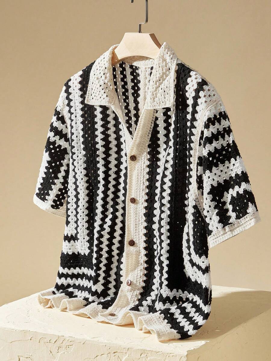 Manfinity BRENVOR 男士时尚休闲宽松短袖针织秋季毛衣，冬季