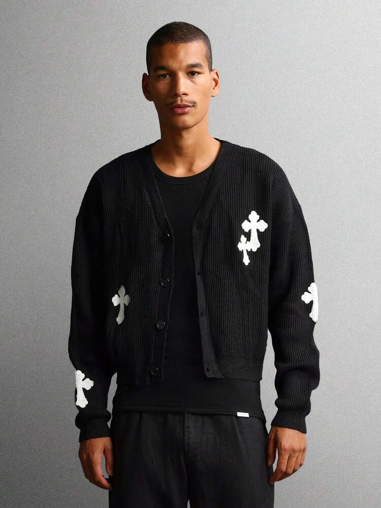 Cable Knit Button Front Cardigan With Pockets