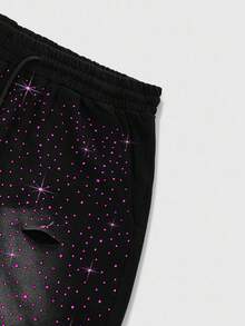 ROMWE MEN Grunge Punk Pantaloni scurți bărbătești cu imprimeu integral, model camuflaj în stil stras, potriviți pentru ținute casual de primăvară/vară