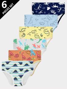 6pcs/Pack Celana Dalam Anak Laki-Laki Lucu Aneka Warna Dasar Lembut Nyaman Seri Dinosaurus - MultiWarna - View 2