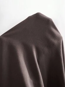 Rusticease Plus Size Women's Fall Solid Color Round Neck Long Sleeve Asymmetric Hem Top And Wide Leg Pants Loose 2-Piece Set Two Piece Set Elegant - Brown - View 8