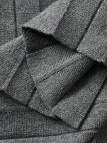 DAZY Bộ áo len cardigan cổ tròn và chân váy 2 món màu tương phản dành cho nữ, mùa thu - Xám - Xem 7