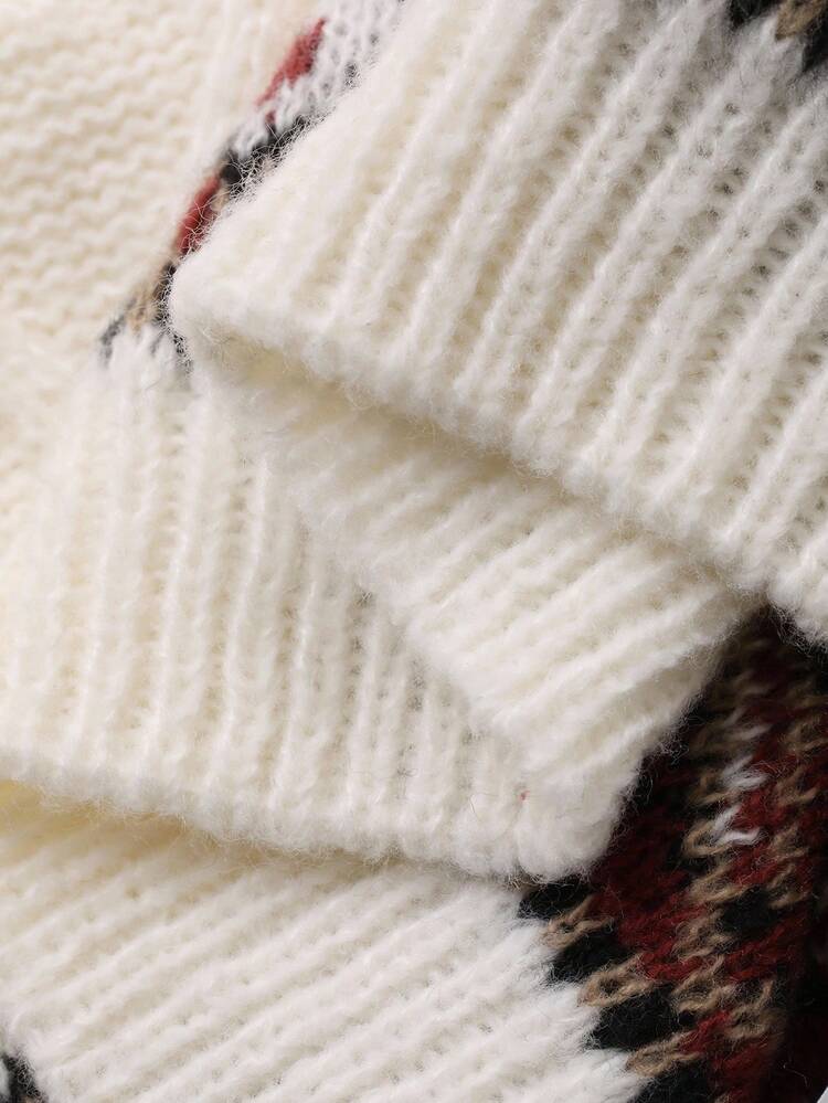 Baby Girl Round Neck Cartoon Bear Contrast Color Cute Sweater,New Year,Christmas Toddler Girls Clothes