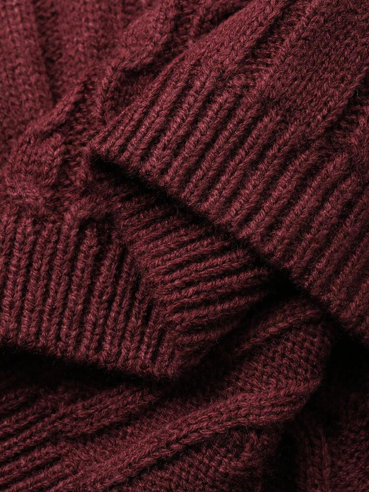 Women's Solid Color Sweater Dress, Autumn Red Women Dresses