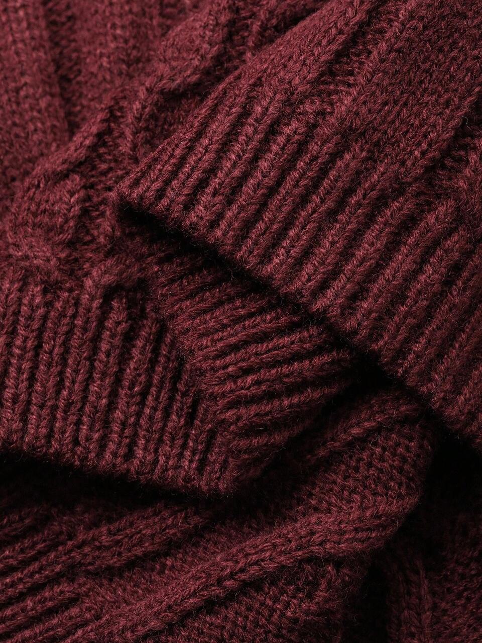 Women's Solid Color Sweater Dress, Autumn Red Women Dresses