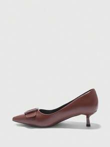 CUCCOO BIZCHIC Modische schwarze bequeme Spitzschuh Kittenfersen für Damen, geeignet für Pendeln, Dates, Partys und Urlaub