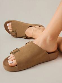 Solecia 2025 Summer New Vintage Round Toe Hollow Breathable Flat Comfortable Sandals For Women - Brown - View 8
