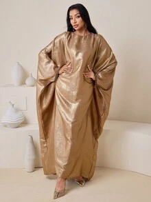 Veilorie 女士优雅节日派对阿拉伯长袍 - 金色 - 查看 6