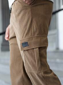 Manfinity Homme Men's Mature Casual Corduroy Cargo Pants, Suitable For Daily Casual Wear, Weekend Outings, Outdoor Activities, Travel, Social Gatherings With Friends. This Pant Is An Indispensable Versatile Item In A Man's Wardrobe, Making It A Great Gift For A Boyfriend Or Husband. Men Corduroy Joggers Men Brown Corduroy Pants Brown Cargo Joggers Men Cargo Pants Men Corduroy Cargo Pants, Fall Winter
