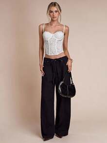 SHEIN BAE Sexy Lace Sheer Camisole Top, Party, Date Night, Commute, Strapless Corset Top, Going Out Tops, Summer Top