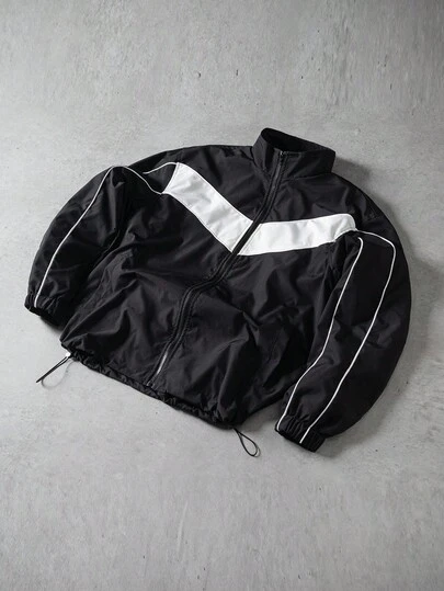 PAVTROS Men's Long Sleeve Casual Contrast Color Patchwork Jacket, Autumn Y2k Track Jacket Windbreaker Jacket Y2k Track Jacket