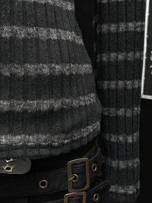 EgrlEra Women's Casual Striped V-Neck Slim Fit Long Sleeve T-Shirt