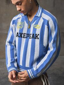 AXEPEAK Men's Striped Raglan Sleeve Loose Knit Sweater, Fall Winter - Multicolor - View 4