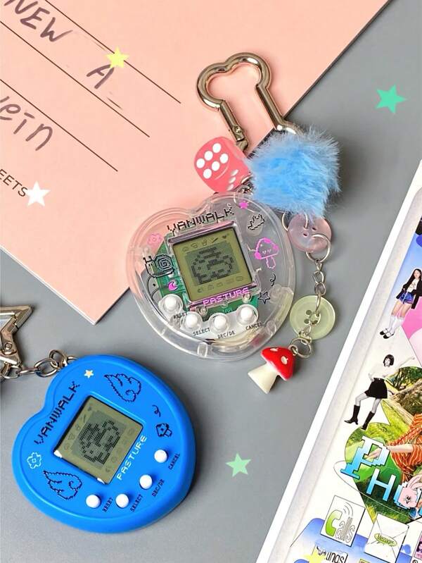 Joivida 1 chaveiro digital retrô para animais de estimação - brinquedo virtual nostálgico dos anos 90 com minijogos de pixel, pingente eletrônico interativo para presente para adultos e amigos