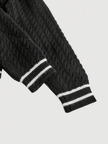 Skyraze Women's Round Neck Single-Breasted Pullover Sweater In Fall/Winter - Black - View 6