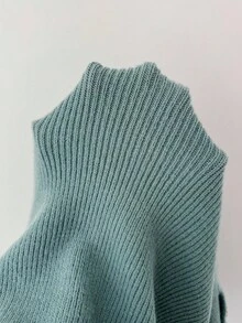 Elenzga 女式 V 领合身纽扣仿口袋设计高端优雅花卉拼接长袖针织开衫，秋季 - 霧霾藍 - 查看 7