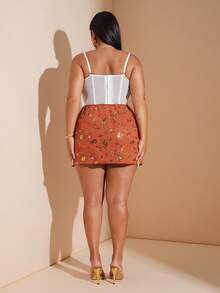 SHEIN BAE Chân váy ngắn đính sequin màu trơn dành cho nữ cỡ lớn, thích hợp dự tiệc, mùa xuân hè, chân váy màu cam mùa đông thu cho nữ, váy Halloween Giáng sinh thanh lịch cho nữ, chân váy dự tiệc dáng đầy đặn, thời trang thu mới cho nữ, chân váy cỡ lớn mùa thu, trang phục Halloween, chân váy dự tiệc cưới, chân váy đi chơi, chân váy dự tiệc, chân váy dạ hội cỡ lớn, chân váy cỡ lớn mùa thu, chân váy nữ cỡ lớn, chân váy thanh lịch, chân váy sinh nhật cho nữ, CURVE, Giáng sinh cho nữ, Ngày Quốc Khánh, chân váy tốt nghiệp màu cam đính sequin lấp lánh. - trái cam - Xem 7