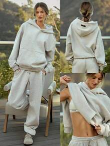 GLOWMODE 厚重羊毛超大连帽卫衣口袋厚保暖冬季 - 淺灰色 - 查看 8