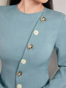 Veilorie Women's Simple Solid Color Long Sleeve Arabic Dress For Daily Wear - Green - View 7