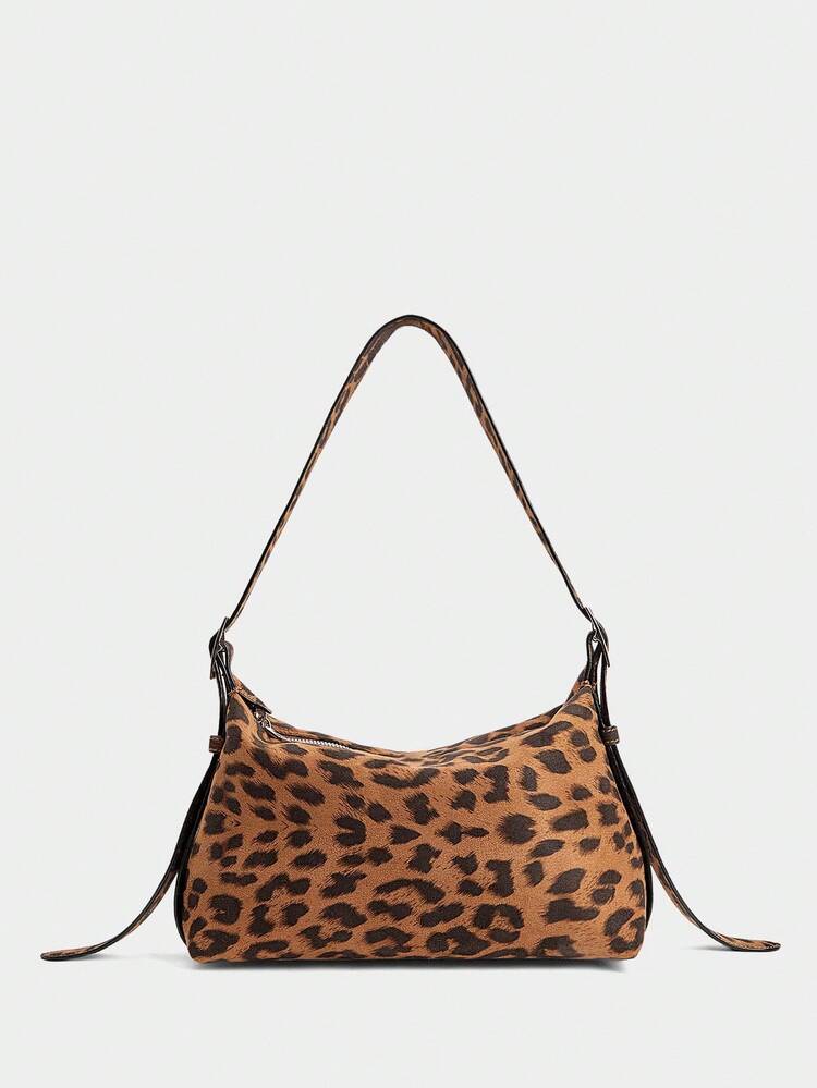 SHEIN Maija Women's Casual Everyday Leopard Print Shoulder Bag, Versatile