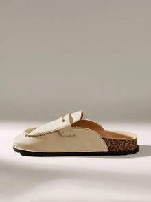 Solecia Sepatu Flat Wanita Ujung Bulat dengan Tali, Nyaman untuk Sehari-hari, Pesta, Perjalanan, Modis Serbaguna - Khaki - View 3