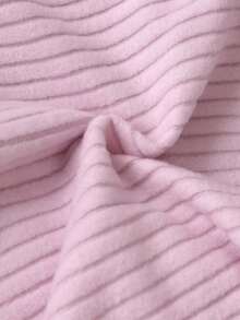 Souflis Souflis Baby Girl Infant Toddler Newborn 0-3 Years Casual Daily Versatile Fashion Outerwear High Collar Drop Shoulder Ribbed Knit Long Sleeve Top + Flared Pants Set, Infant Autumn/Winter Clothing, Khaki Fall - Pink - View 3