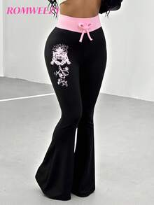 Sparklyn Tween Girls American College Style Casual Striped Green Pants Fall Winter - Black - View 11