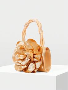 MOTF PREMIUM 立体花卉仿珍珠细节晚装包 - 焦糖色 - 查看 3