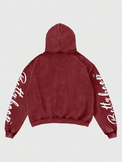 Betty Boop | ROMWE Men Cartoon Figure Graphic Hoodie, Loose Cropped Fit, Fall