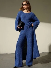 Aveloria Modichic 2件套时尚休闲针织毛衣和裤子