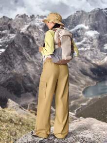 SHEIN Essnce Women's Casual Straight Leg Hiking Pants,Khaki Summer Vacation Detachable Denim Sun Protection Lightweight Quick Dry Outdoor Camping Hiking Pants - Black - View 2