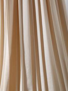 Teen Girls Elegant Minimalist Fashion Graceful Elegant Waist Cinched Mid-Length Solid Color Satin Glossy High-End Pleated Long Dress, Champagne Color, Suitable For Graduation, Prom, Christmas, Halloween - Apricot - View 3