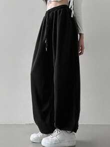 DAZY Women's Elastic Waist Solid Color Casual Loose Fit Drawstring Sweatpants Fall Women Joggers