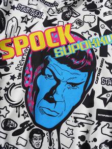 STAR TREK X SHEIN 男士图案连帽套头衫，秋季 - 白色 - 查看 5