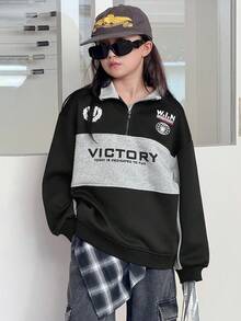 DAZY Tween Girls Printed Thermal Lined Sweatshirt, Fall - Grey - View 3