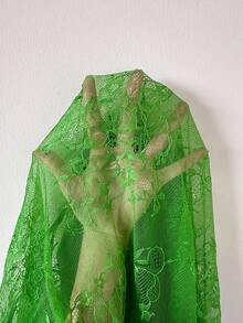 SHEIN 2 件套：3D 花卉蕾丝睡袍 + 鱼骨腰部设计蕾丝吊带睡袍 - 青檸色 - 查看 7