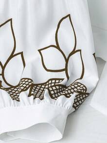 SHEIN Clasi 优雅通勤简约度假休闲女士时尚百搭畅销长袖黑白加大码衬衫，春夏秋季 - 棕色 - 查看 5