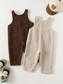 Set de 2 piezas de peto/peto para bebé/niño pequeño de unicolor con forro térmico, conjuntos casuales cómodos y versátiles, adecuados para uso en interiores, exteriores, uso diario, deportes, juegos, fiestas, fotografía, otoño/invierno