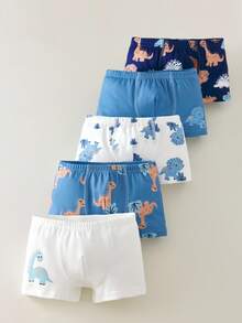 5pcs/Pack Boys' Dinosaur Print Basic Comfortable Soft Breathable Briefs Underwear Fall Winter
