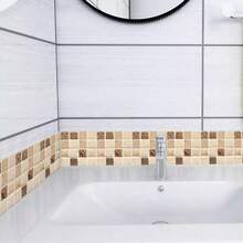 1pc Mosaic Style Decorative Caulk Line Sticker, Home Decor Wall Corner Sticker For Kitchen, Bathroom, Bedroom, Simulated 3D Wall Sticker, 3.9*94.5 Inches Room Decor Kitchen Decor Bathroom Decor Stickers Personalised Stickers