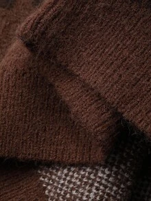 DAZY Cardigan Longgar Gaya Korea Motif Bunga Blok Warna untuk Balita Perempuan, Musim Gugur/Dingin - Coffee Brown - View 8