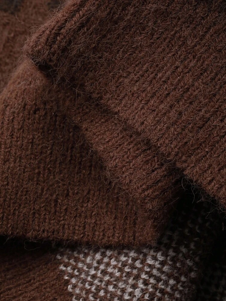 Toddler Girls' Floral Color Block Korean Style Loose Cardigan, Autumn/Winter