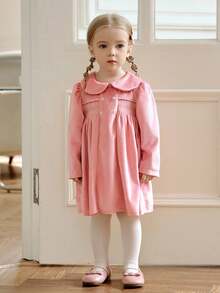 Souflis Souflis French Classic Elegant Peter Pan Collar Delicate Pleated Light Pink Dress Pink Dress For Toddler Girl Pink Toddler Girl Dress Baby Girl Pink Dress  Pink Baby Girl Clothes Fall Winter