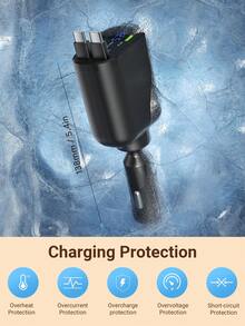 JMMO 66W 伸缩式车载充电器，带数字显示，5 合 1 快速车载电话充电器，带 2 个 PD 端口，2 根伸缩电缆和 USB 车载充电器，兼容 16/15/14/13/12，兼容 Galaxy，适用于 Pixel 等。 - 彩色 - 查看 8