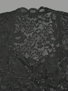 Fairmaia German Traditional Women's Black Lace Short Sleeve Top