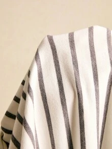 Poéselle 女士条纹长袖针织开衫和无袖针织上衣休闲两件套，秋季 - 灰色 - 查看 8