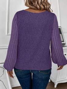 EMERY ROSE Koszulka z dekoltem w serek w dużym rozmiarze, modna, swobodna, jesienno-zimowa nowość